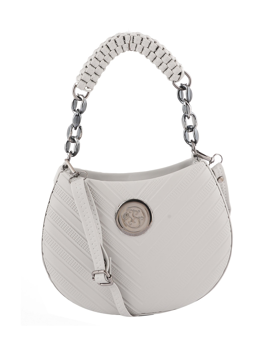 

Flingo Leather Structured Handheld Bag, Grey