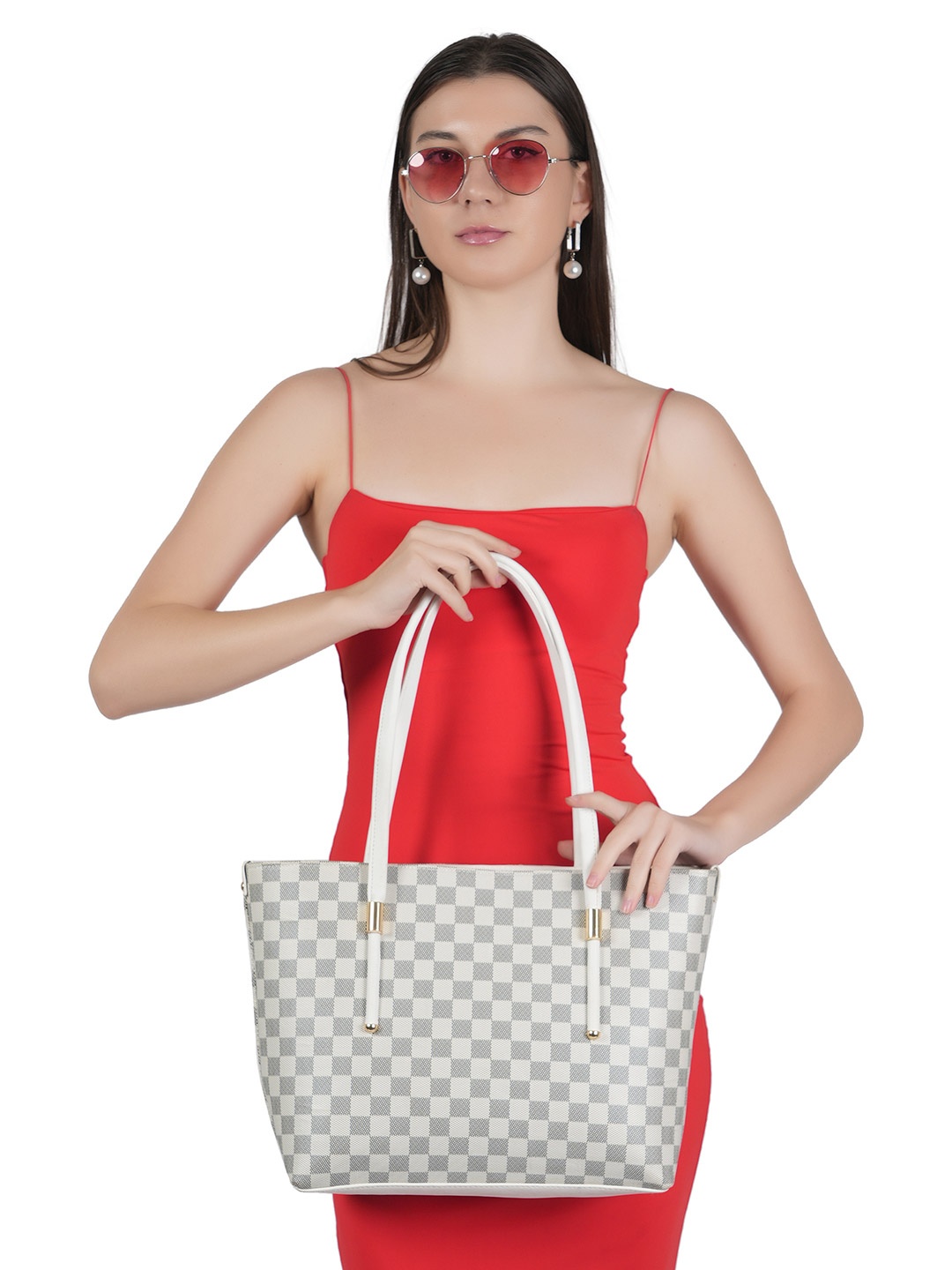 

Flingo Leather Shopper Handheld Bag, White