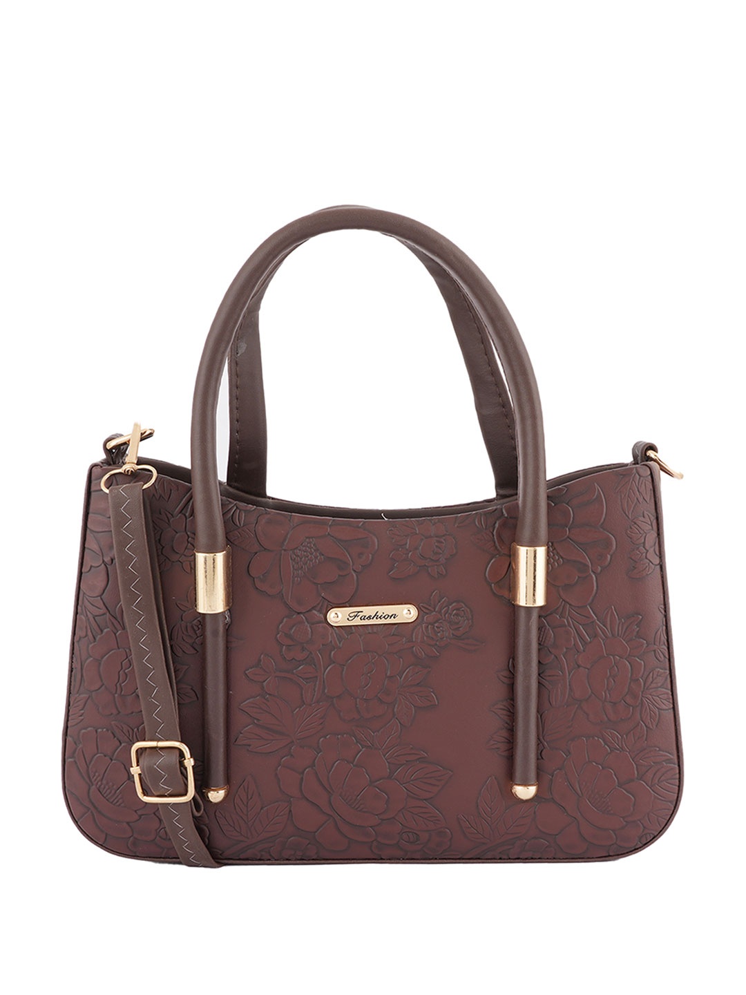 

Flingo Leather Structured Handheld Bag, Coffee brown