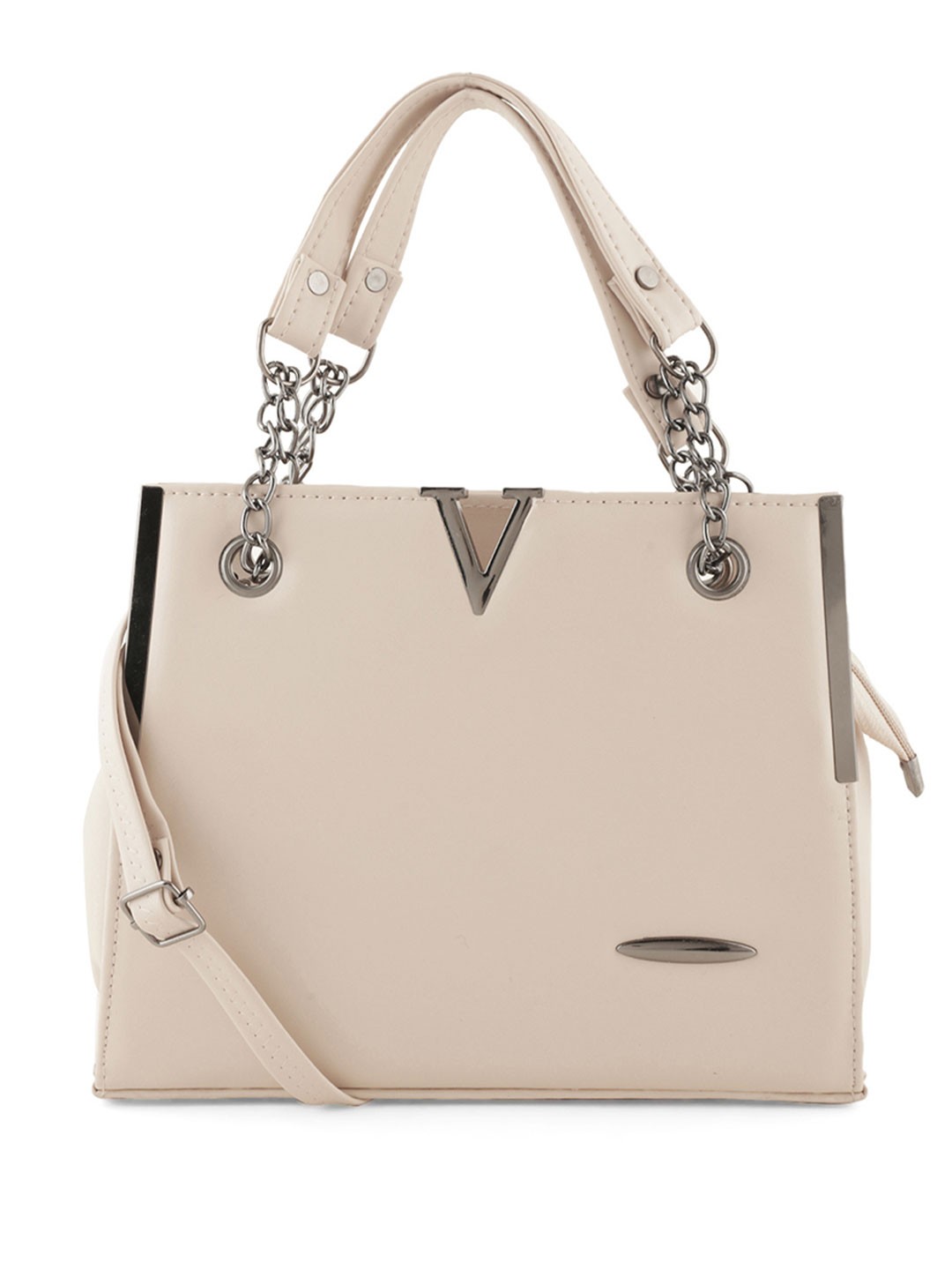 

Flingo Leather Structured Handheld Bag, Off white