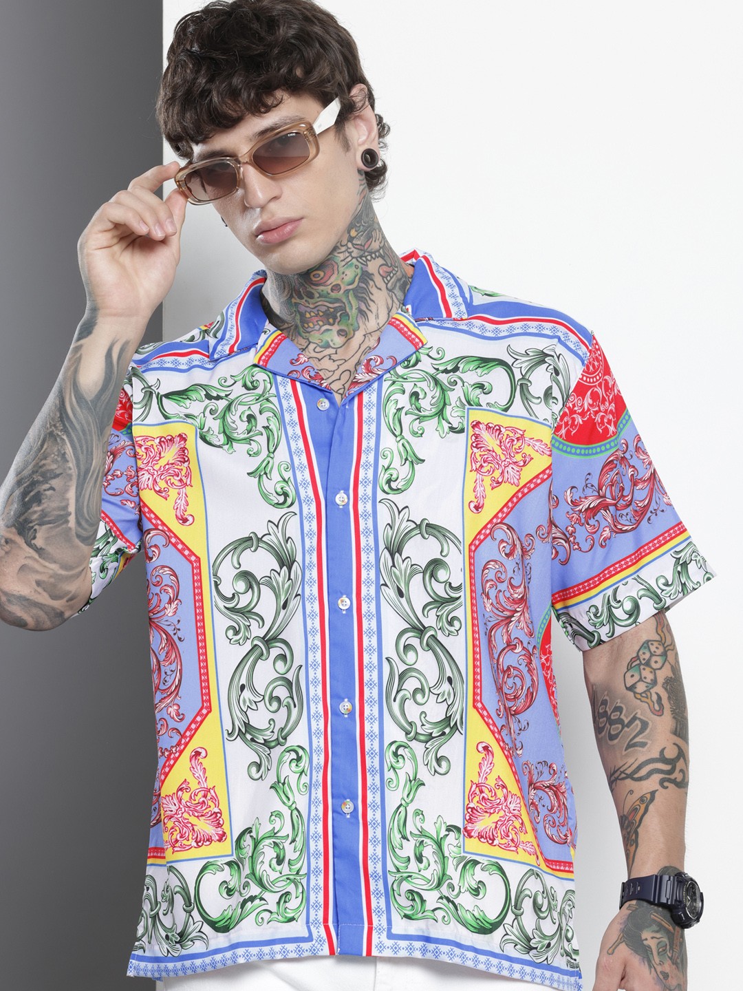 

The Indian Garage Co Opaque Ethnic Printed Oversized Casual Shirt, Multi