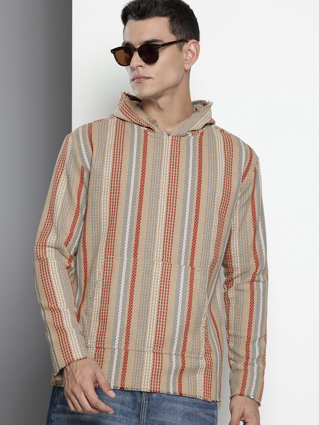 

The Indian Garage Co. Relaxed Fit Striped Hooded Sweatshirt, Brown