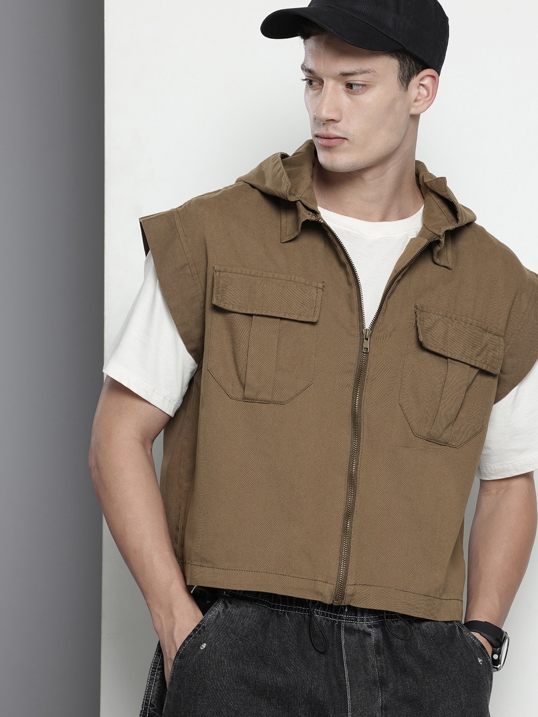 

The Indian Garage Co Hooded Pure Cotton Casual Shirt, Olive