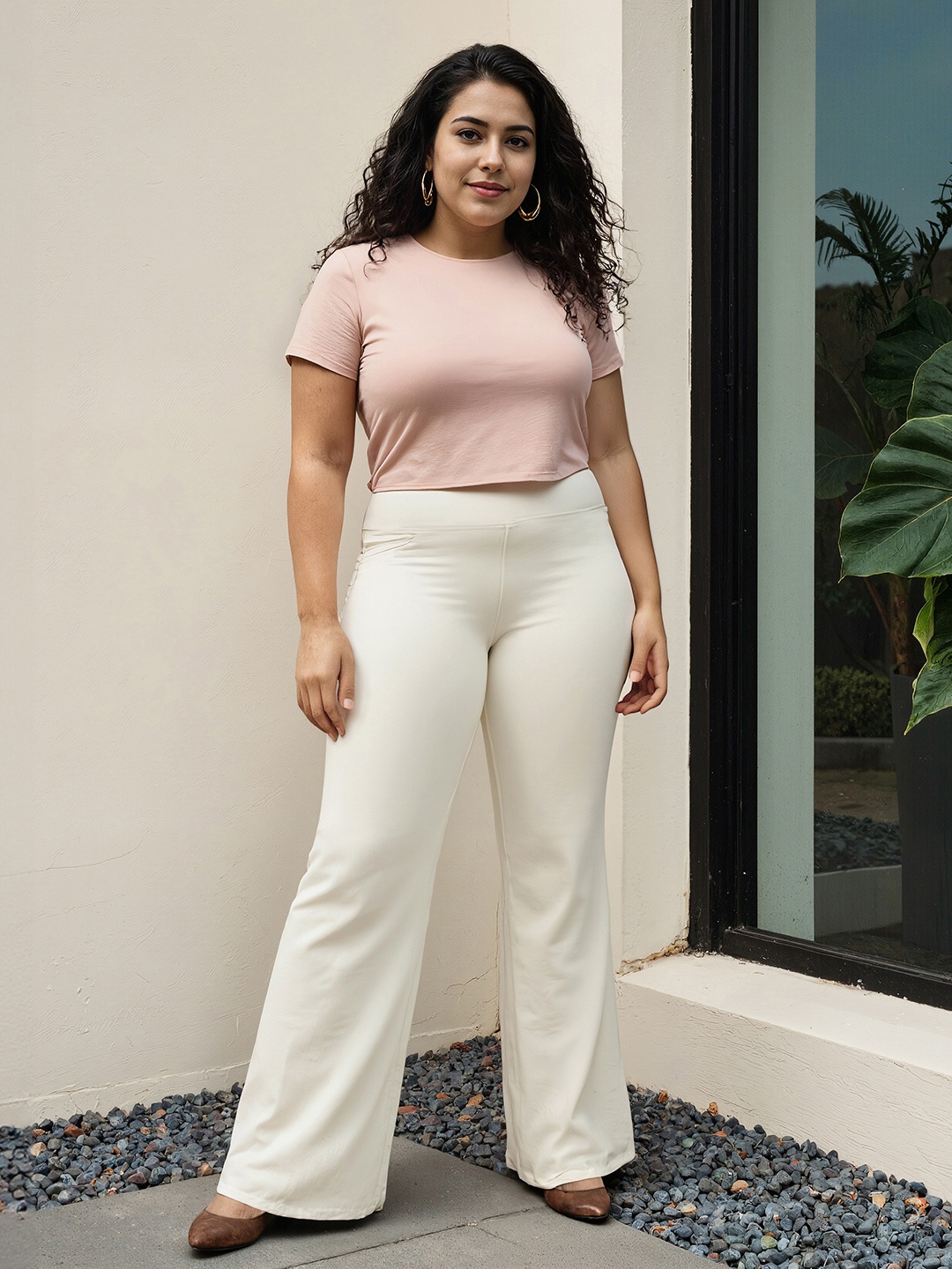 

Blissclub Women High Waist The Ultimate Flare Track Pants - Tall, Off white