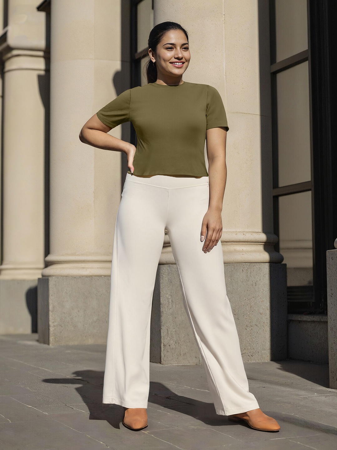 

Blissclub Women High-Rise Trousers, White