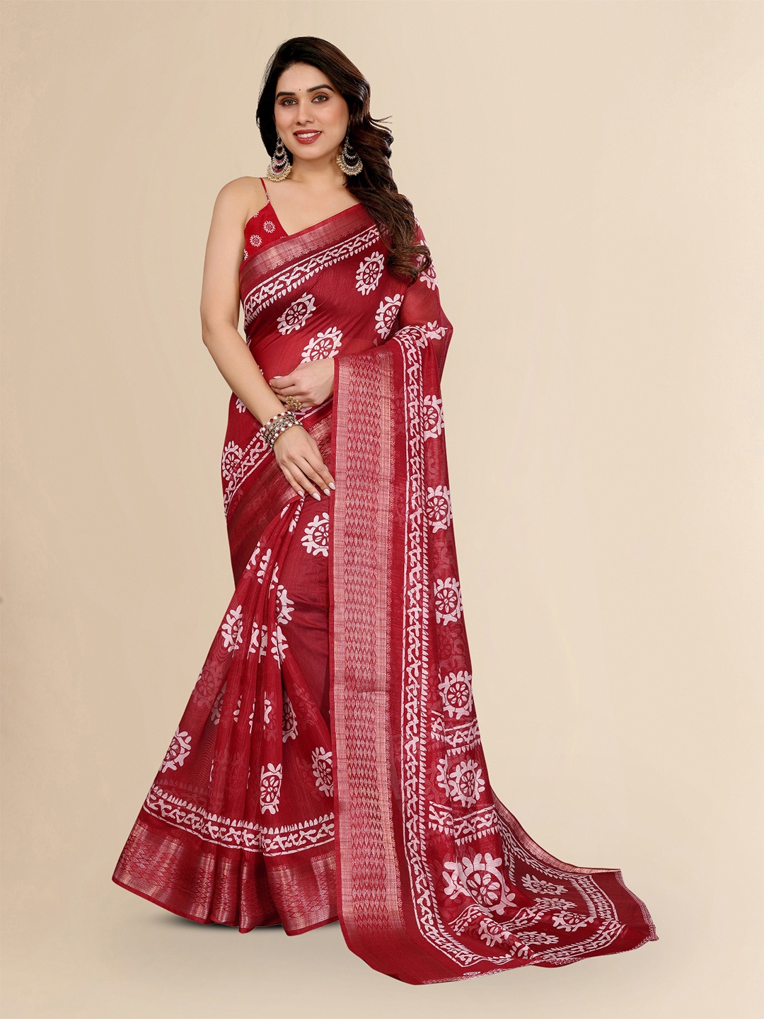 

Moda Rapido Ethnic Motifs Zari Saree, Maroon