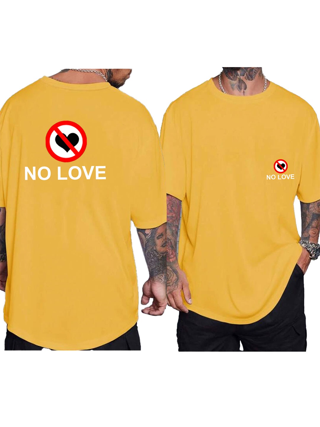 

Afalusz Men Printed Applique T-shirt, Mustard