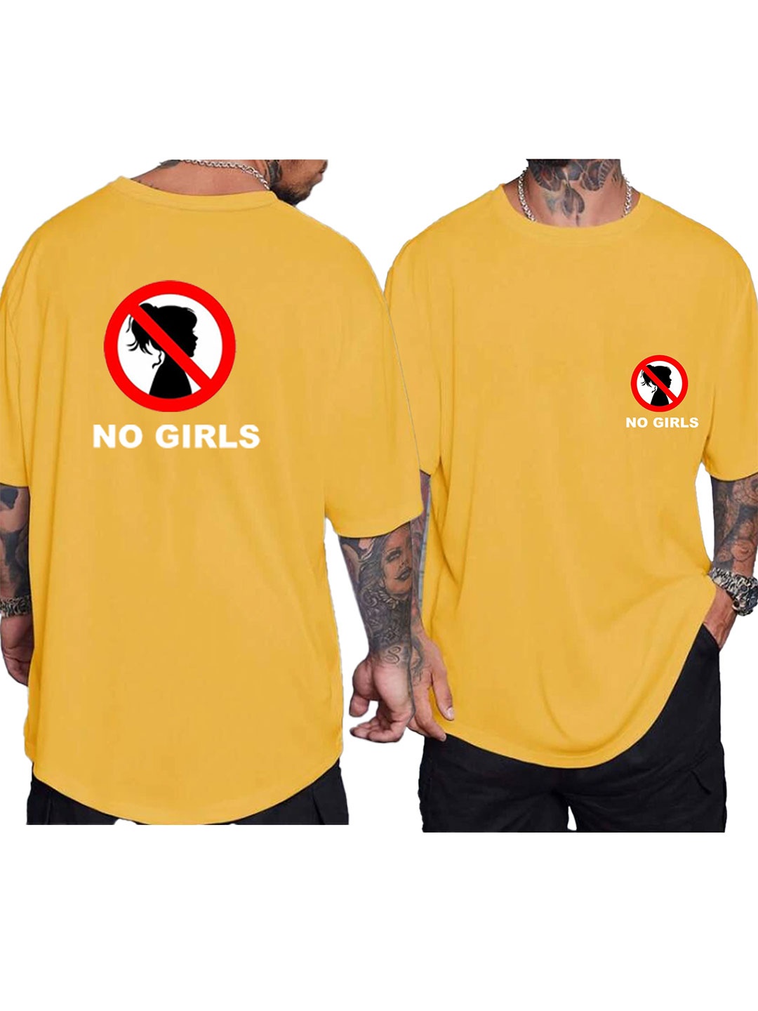 

Afalusz Men Typography Printed Applique T-shirt, Mustard