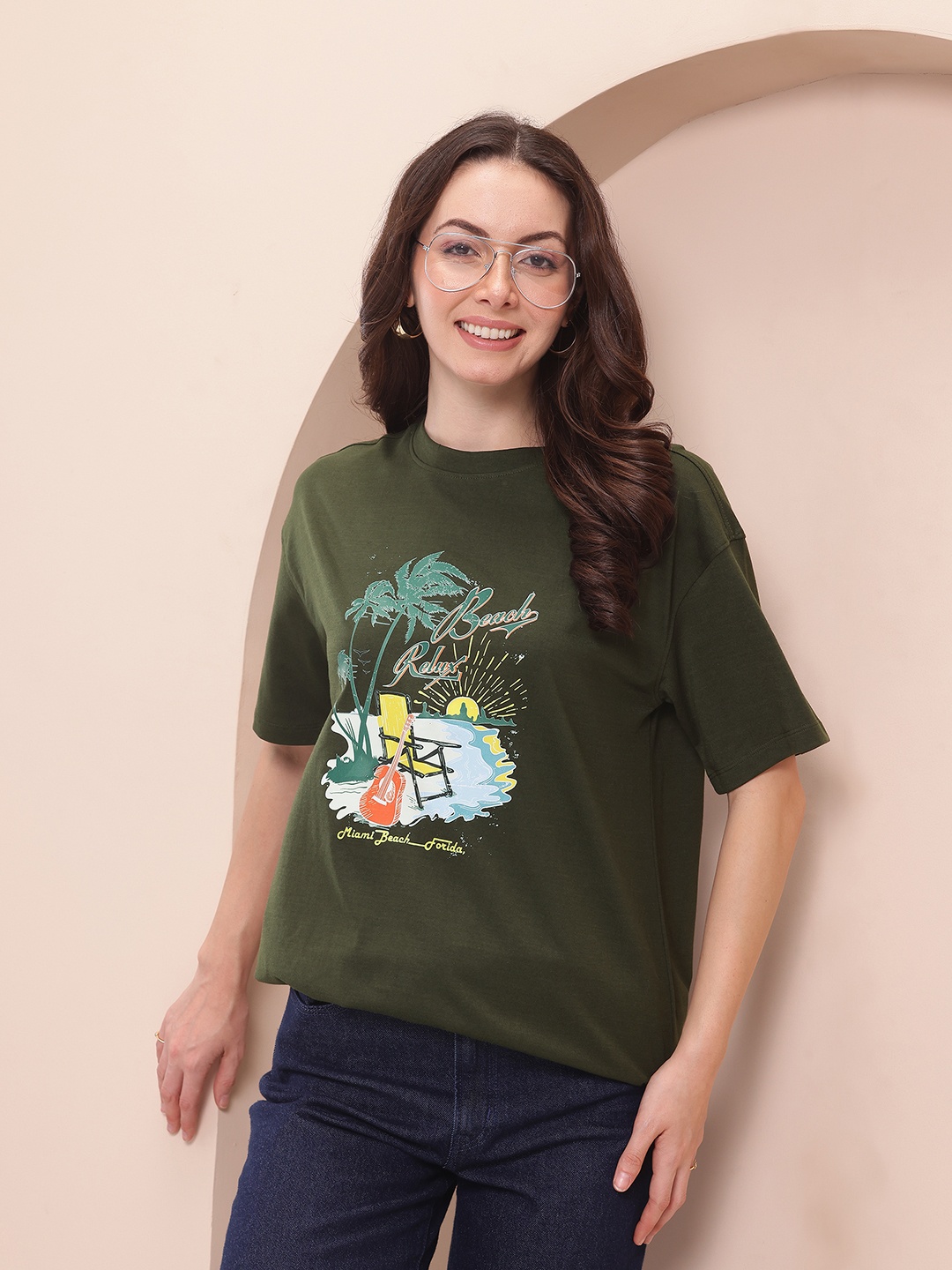 

Mast & Harbour Graphic Printed T-shirt, Olive