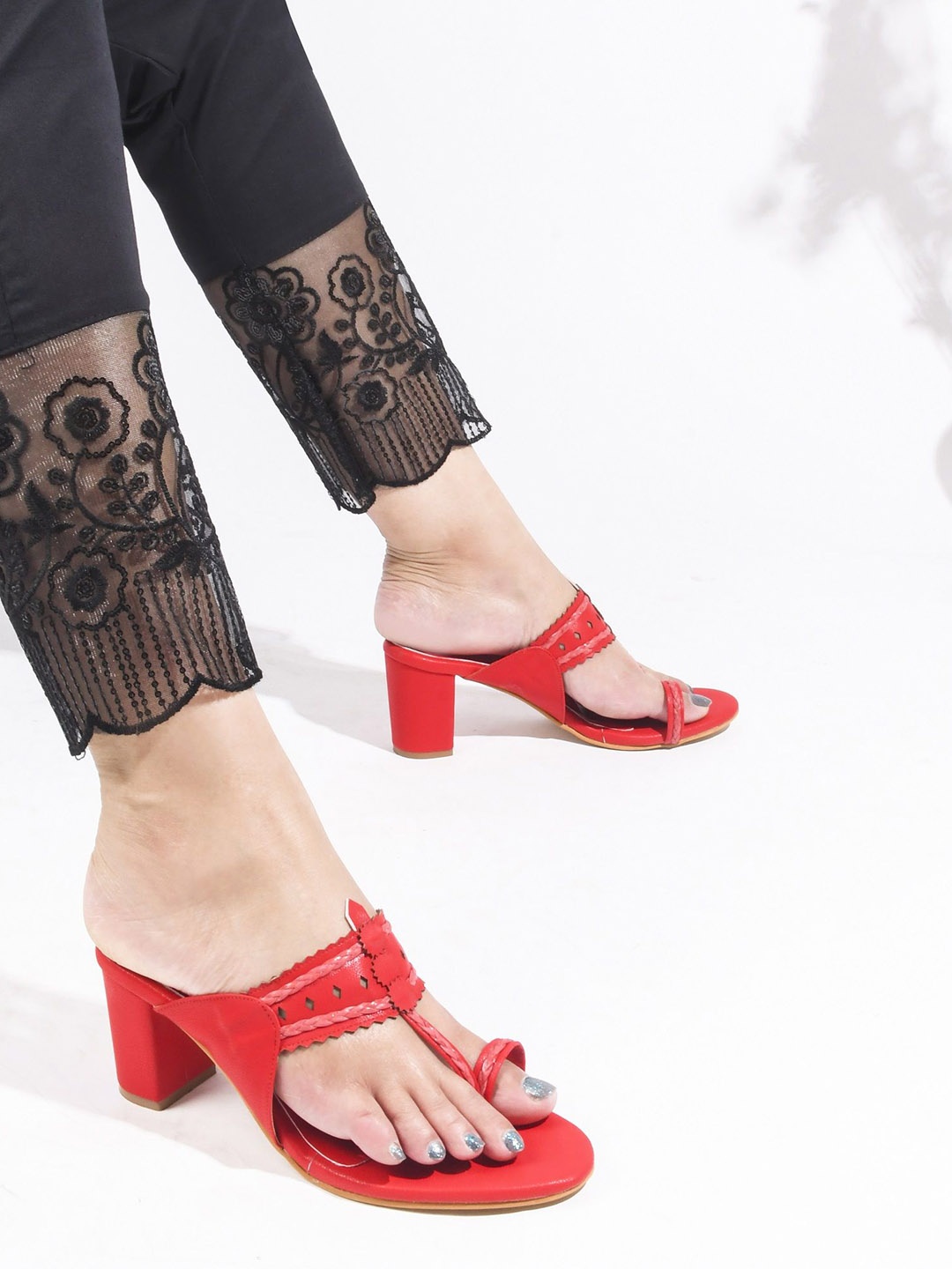 

TRYME Party Block Sandals, Red