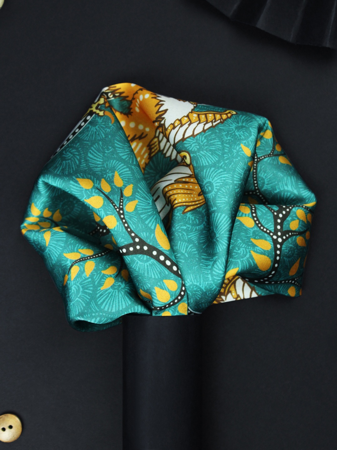 

House of Pataudi Griffin Printed Pocket Square, Green