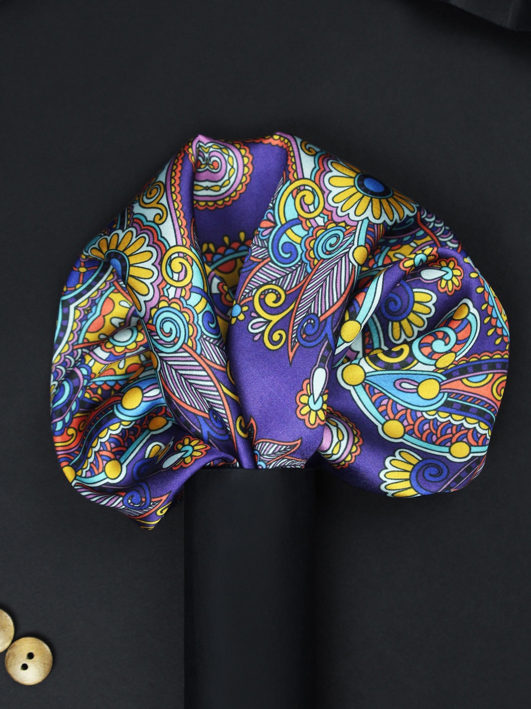 

House of Pataudi Royal Bloom Printed Silk Pocket Square, White