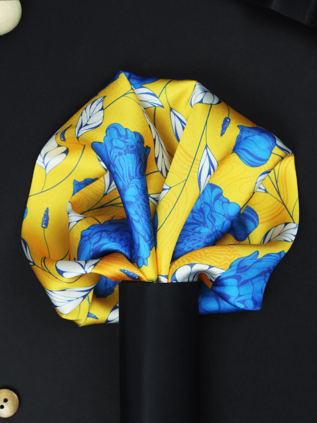 

House of Pataudi Bloom & Grace Printed Pocket Squares, Yellow