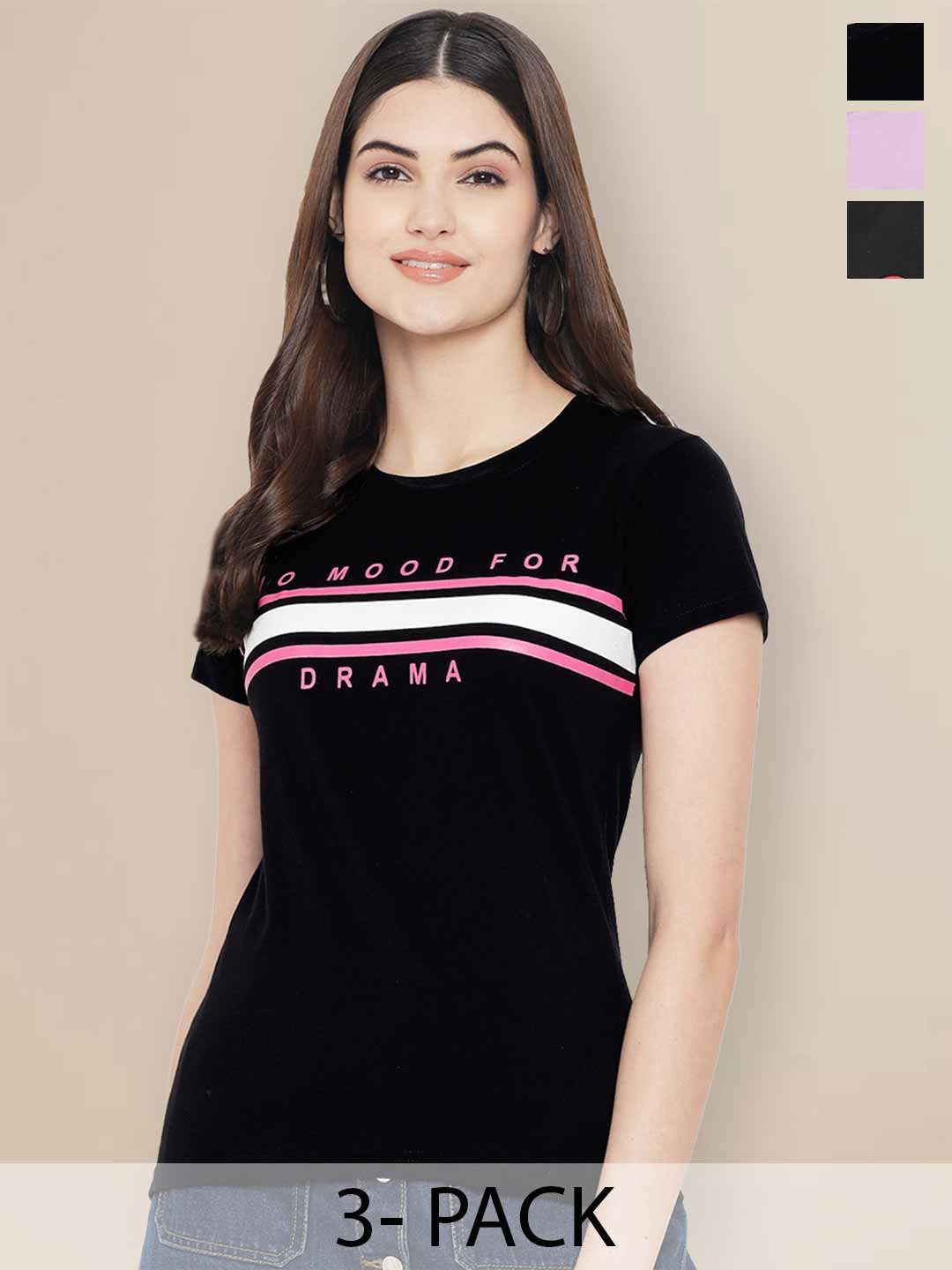 

Metronaut Women Typography 3 Printed Applique T-shirt, Multi