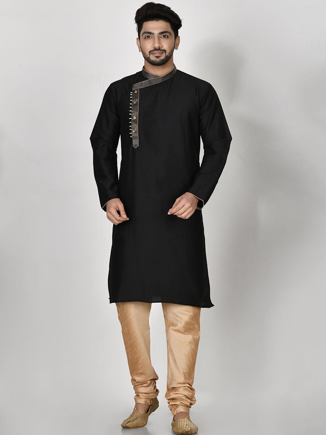 

RANAK Men Regular Kurta with Pyjamas, Black