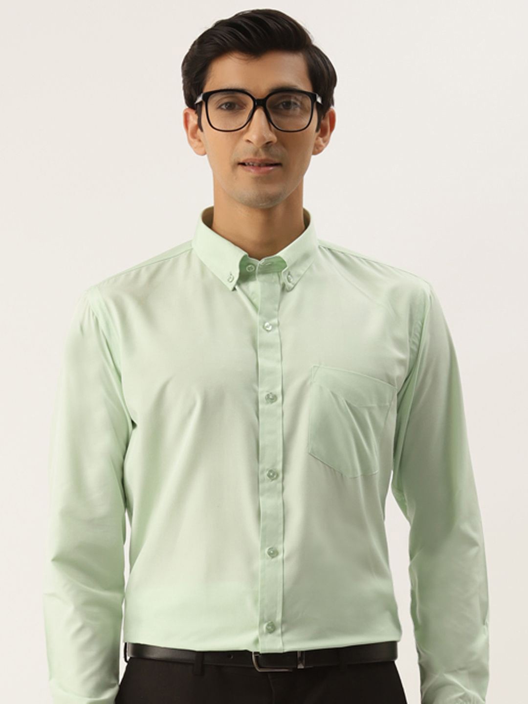 

PulseIQ Men Slim Fit Opaque Formal Shirt, Green