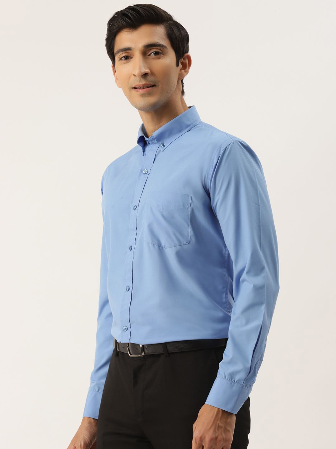 

PulseIQ Men Slim Fit Opaque Formal Shirt, Blue