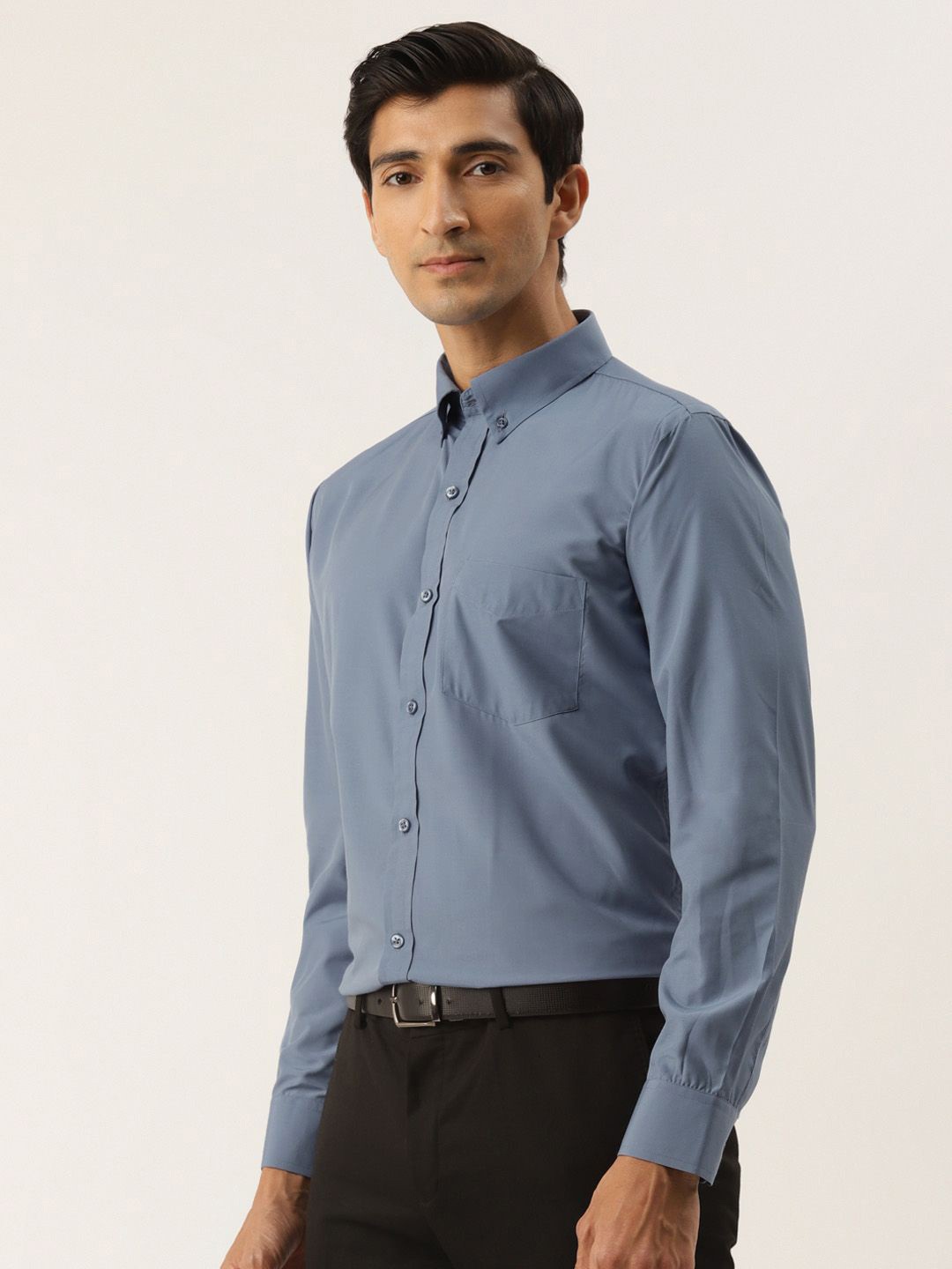 

PulseIQ Men Slim Fit Opaque Formal Shirt, Blue