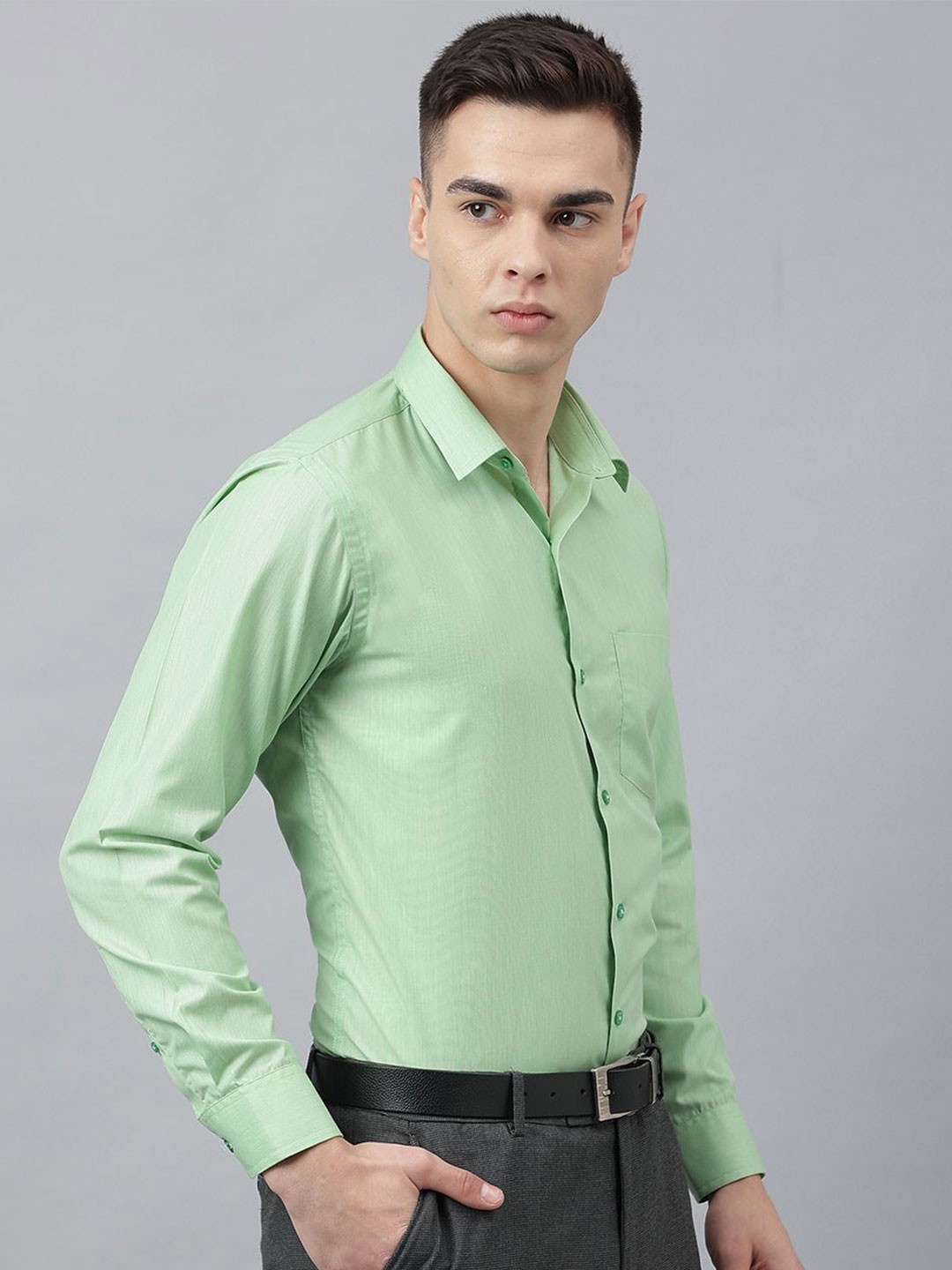 

PulseIQ Men Slim Fit Opaque Formal Shirt, Green