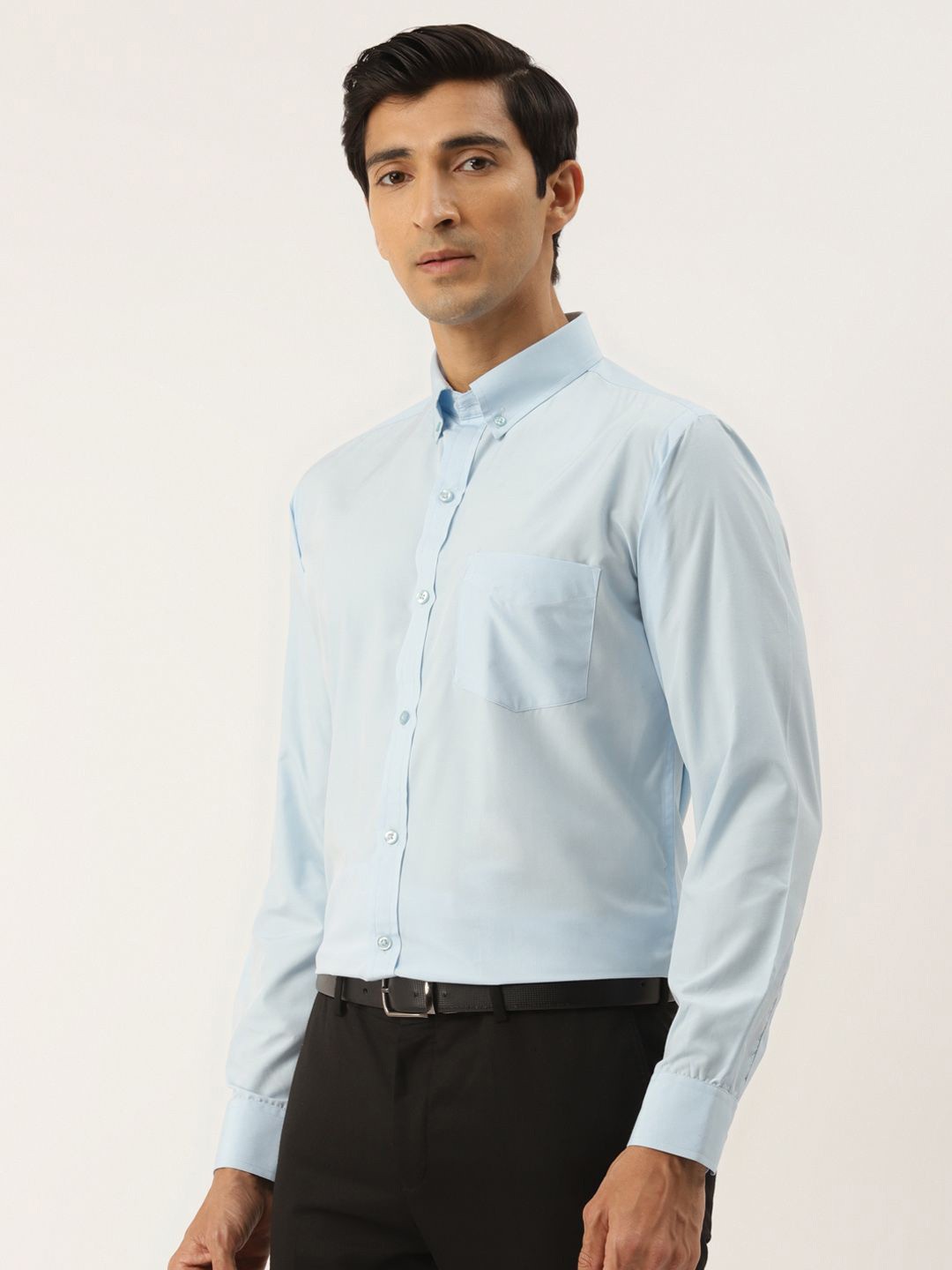 

PulseIQ Men Slim Fit Opaque Formal Shirt, Blue