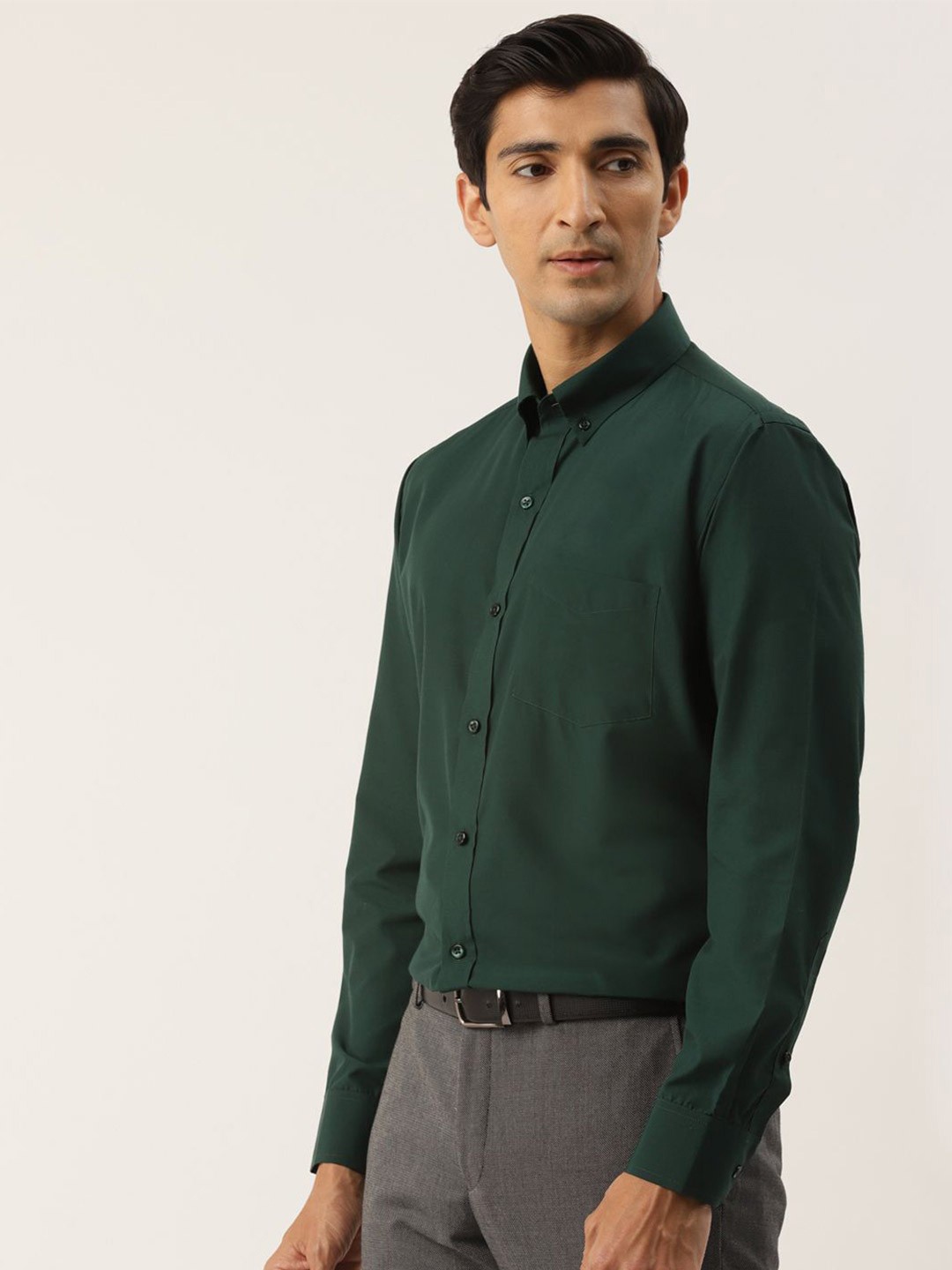 

PulseIQ Men Slim Fit Opaque Formal Shirt, Green