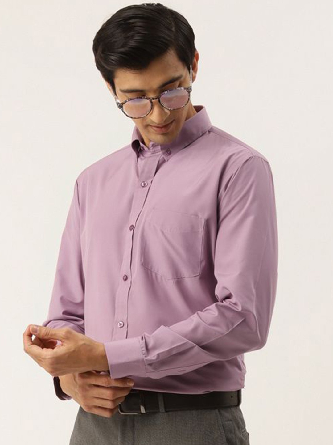 

PulseIQ Men Slim Fit Opaque Formal Shirt, Mauve