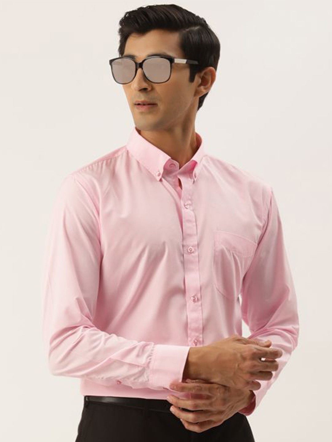 

PulseIQ Men Slim Fit Opaque Formal Shirt, Pink