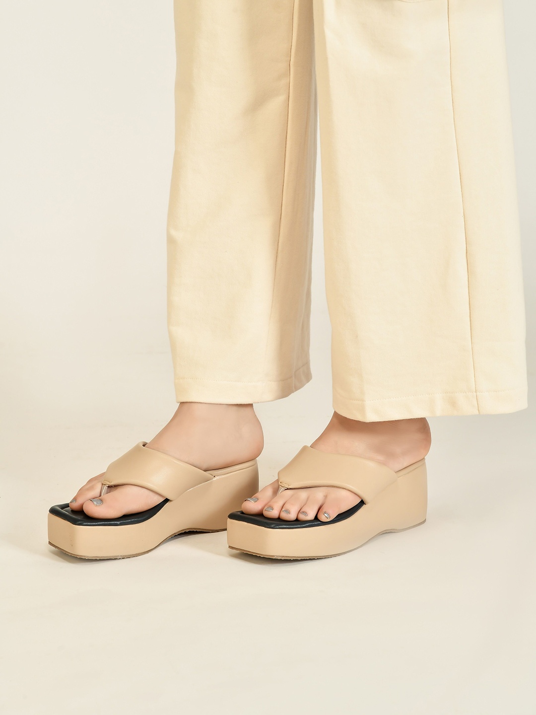 

TRYME Party Flatform Sandals, Beige