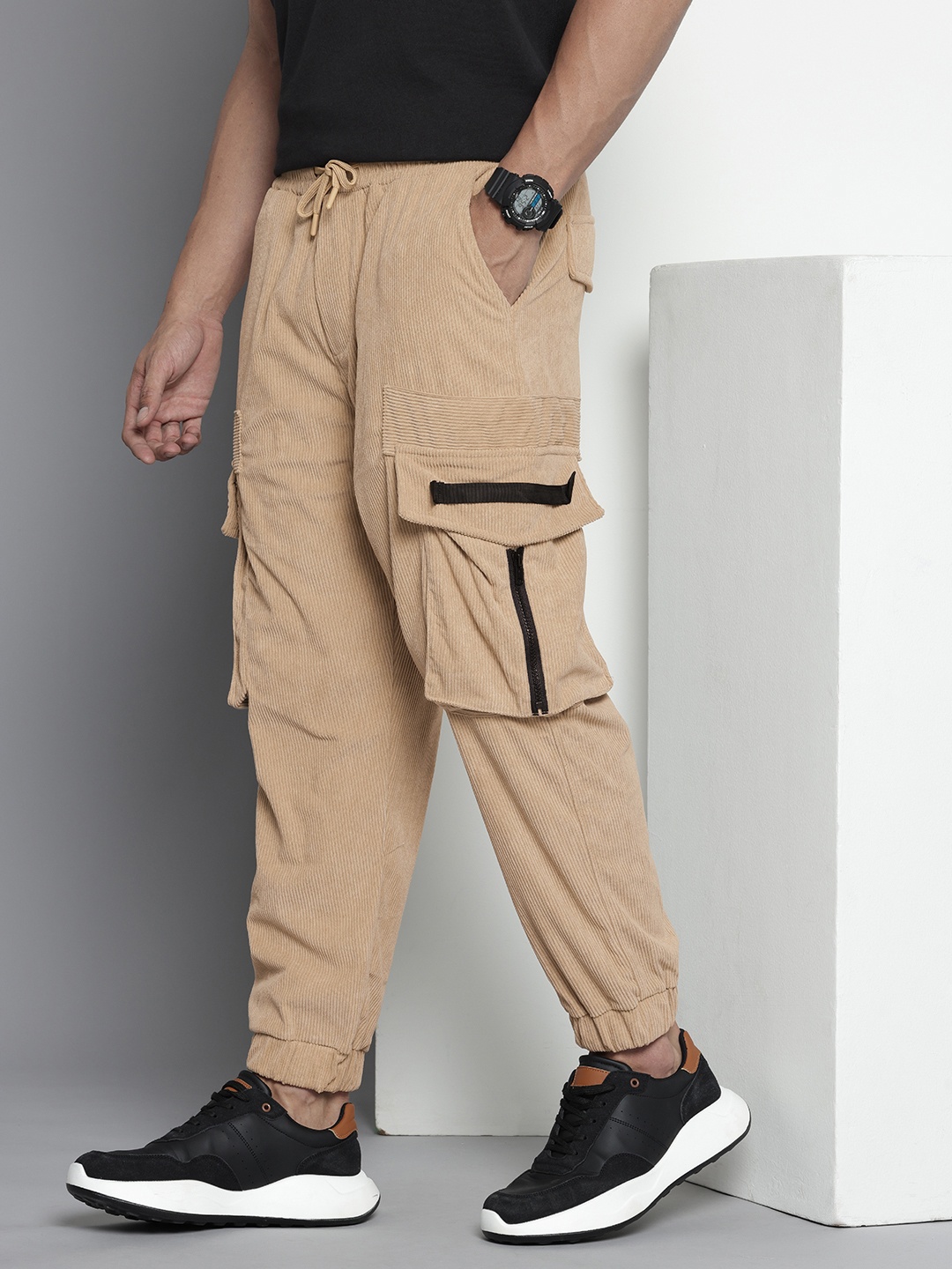 

The Indian Garage Co. Men Drop Crotch Loose Fit Corduroy Joggers, Khaki