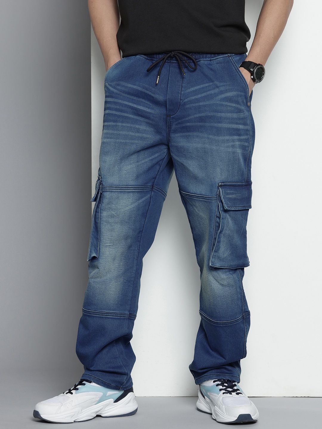 

The Indian Garage Co Men Relaxed Fit Stretchable Jeans, Blue