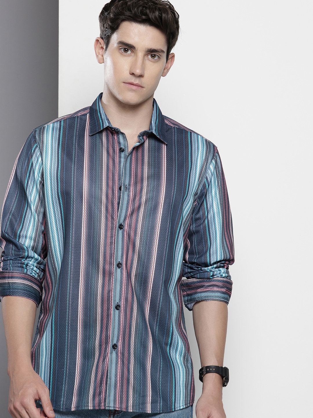 

The Indian Garage Co Opaque Striped Casual Shirt, Multi
