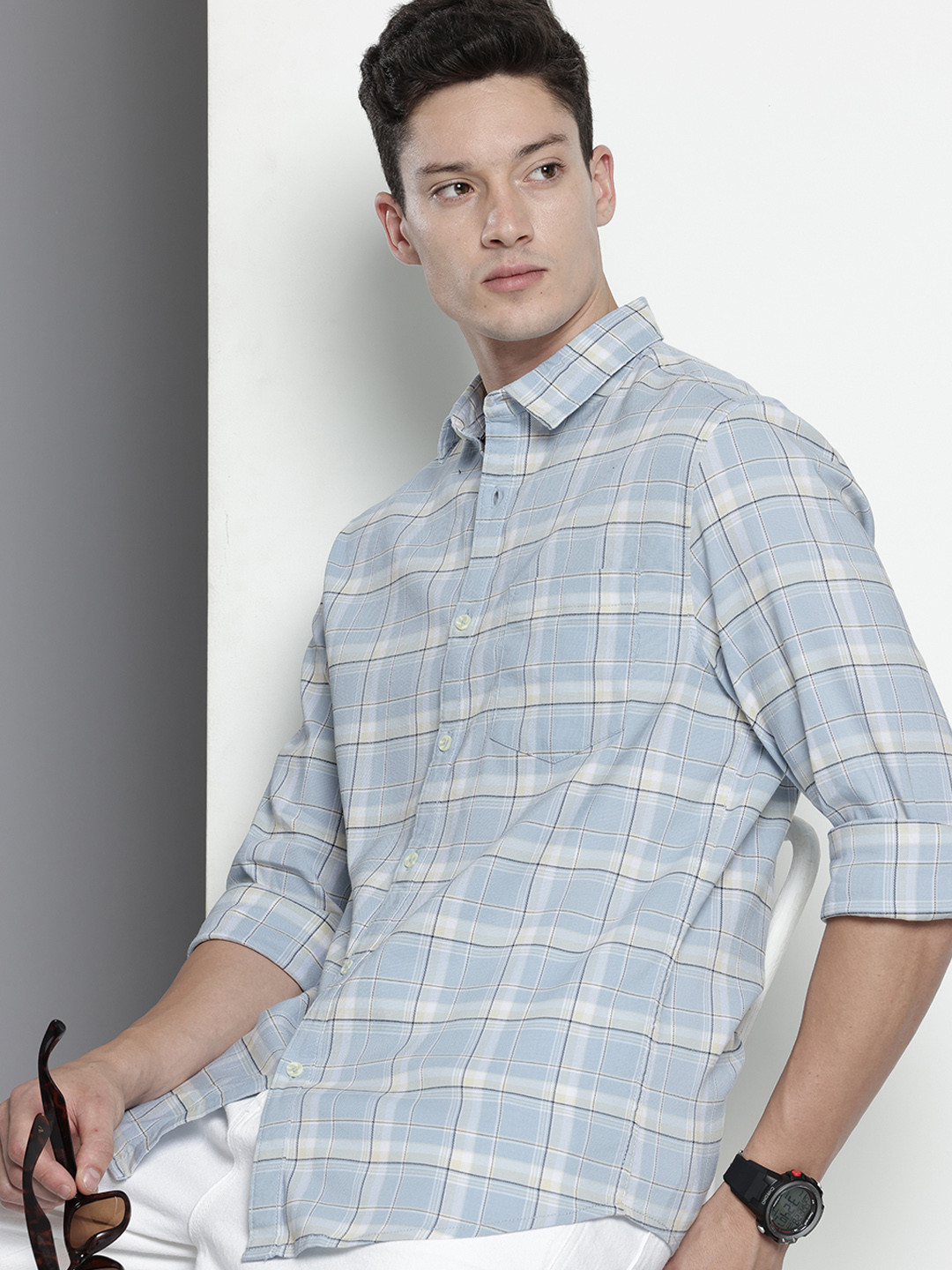 

The Indian Garage Co Slim Fit Checked Casual Shirt, Blue