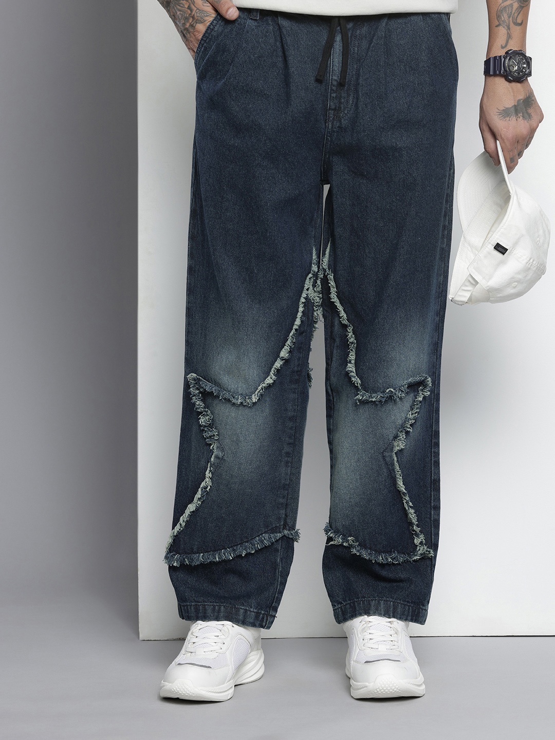 

The Indian Garage Co Men Relaxed Fit Pure Cotton Jeans, Blue