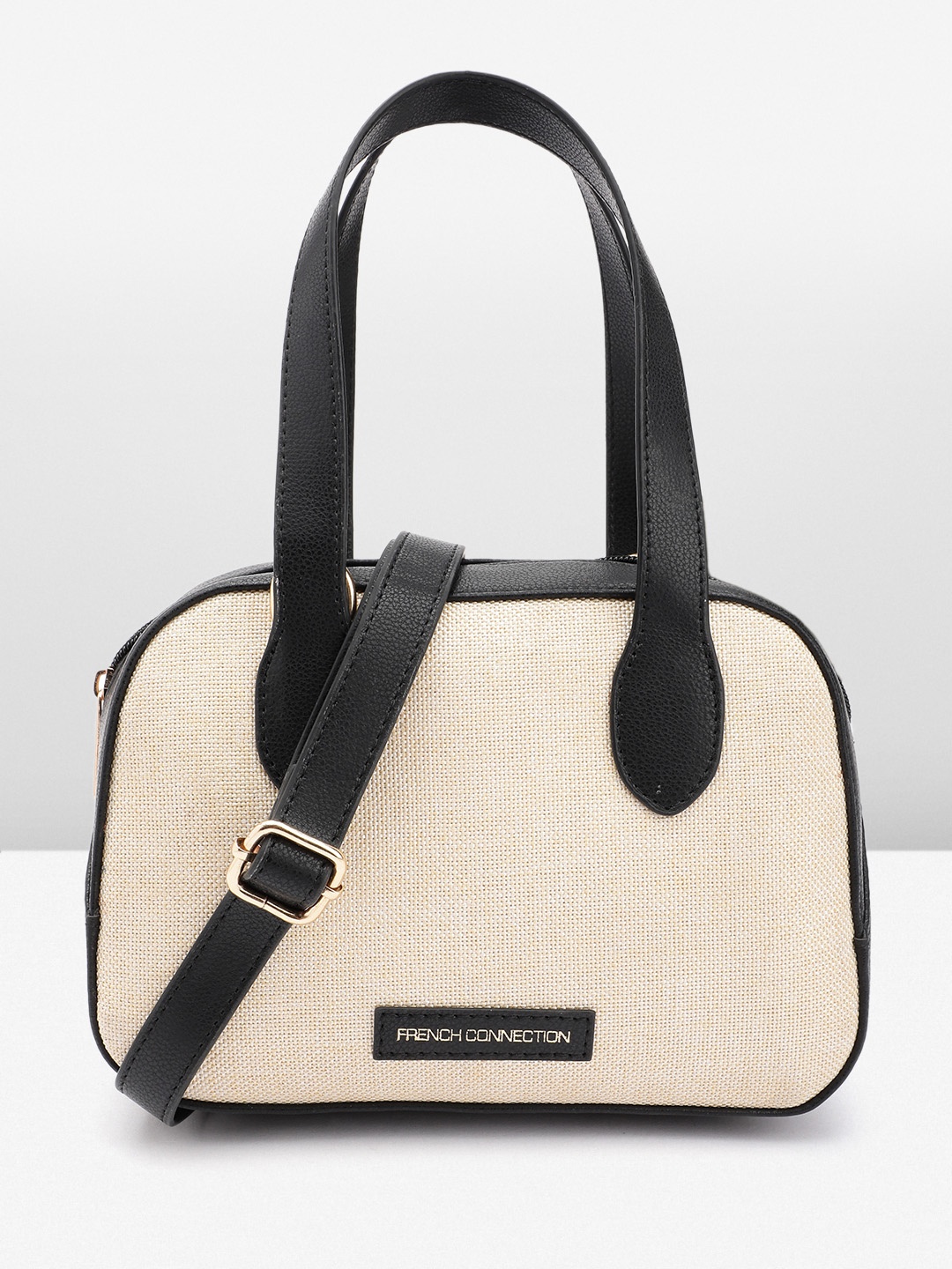 

French Connection Colourblocked Textured Crossbody Sling Bag, Black