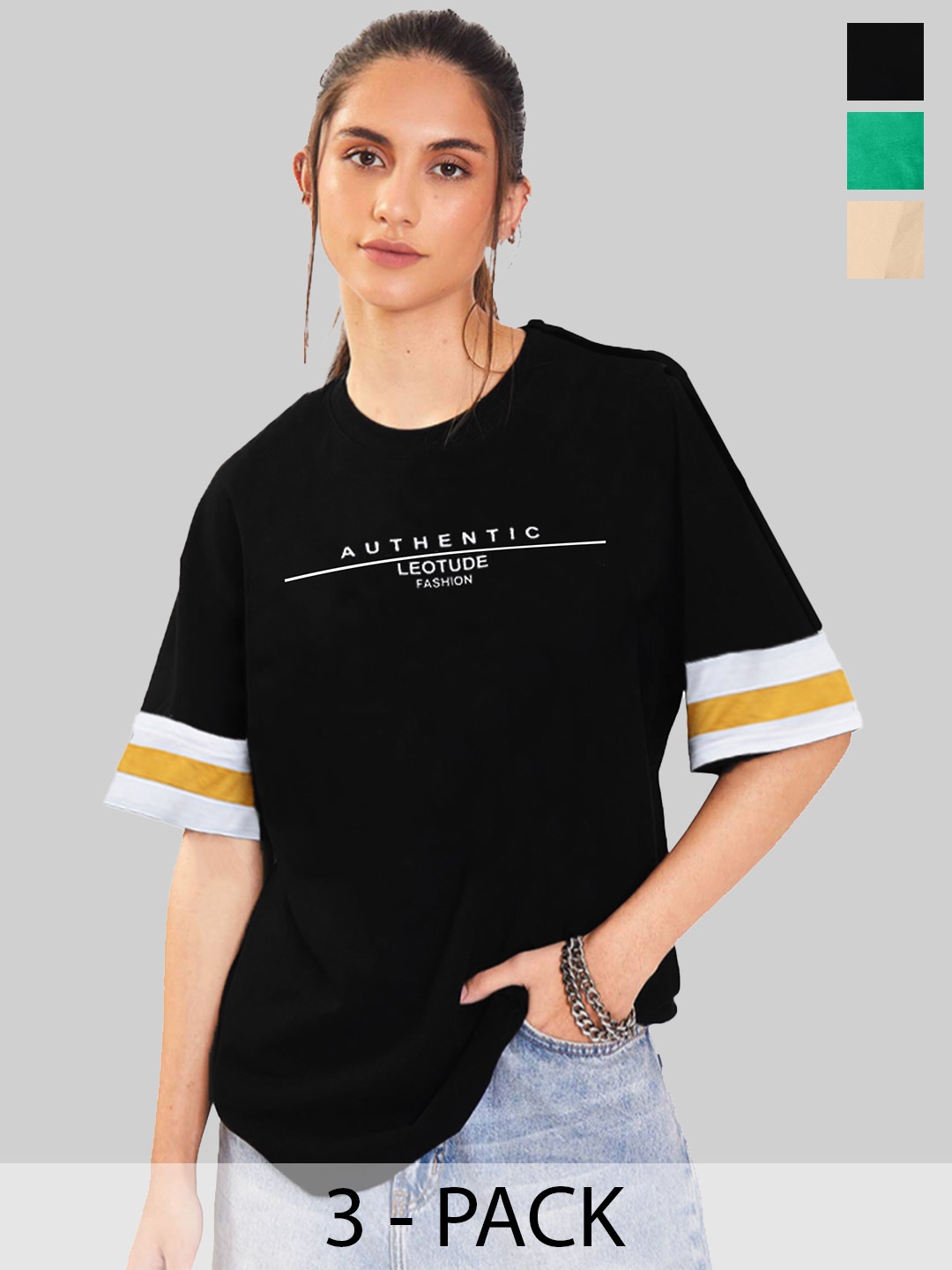 

Leotude Women 3 Printed T-shirt, Multi