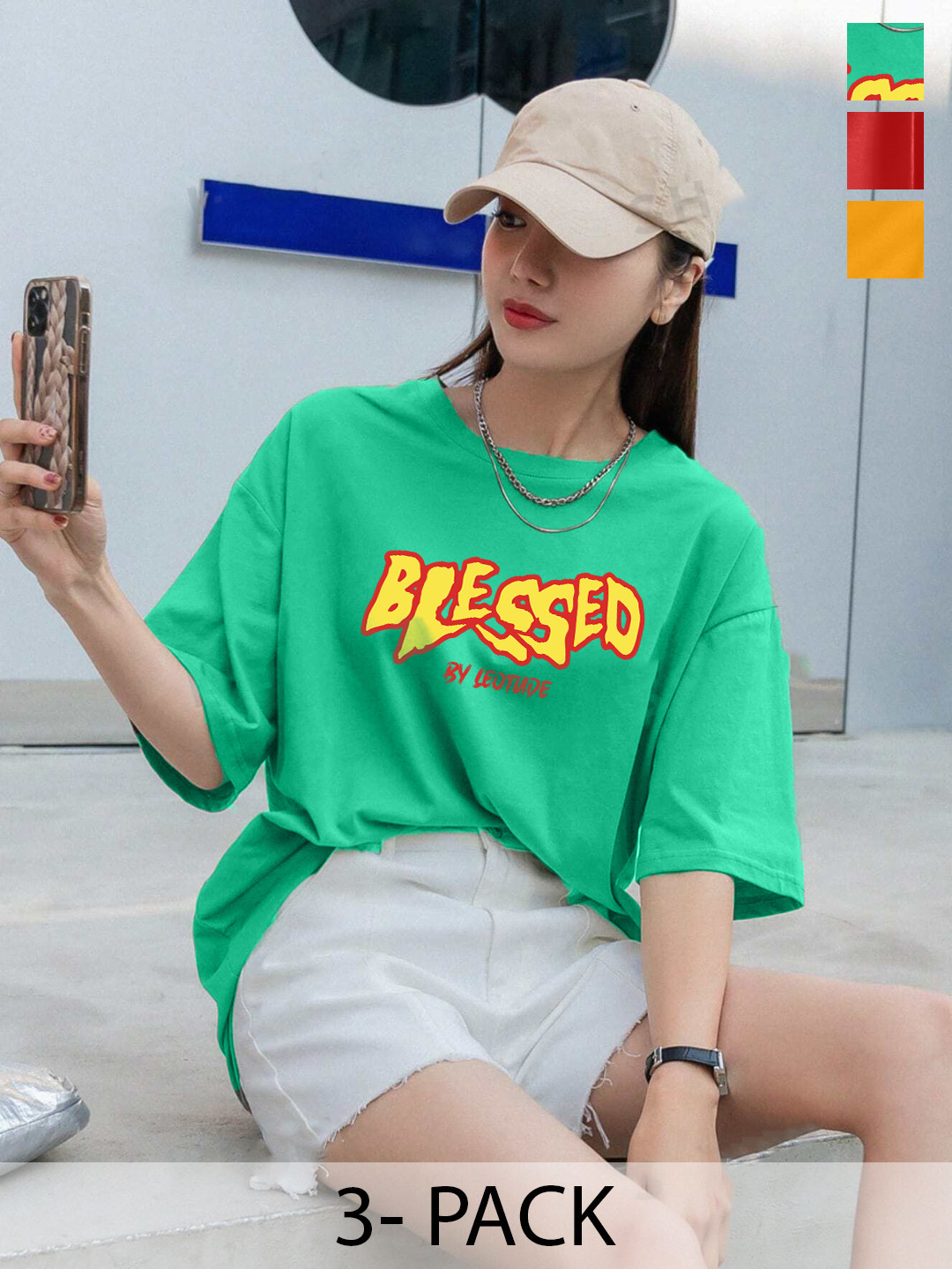 

Leotude Women 3 Printed T-shirt, Multi