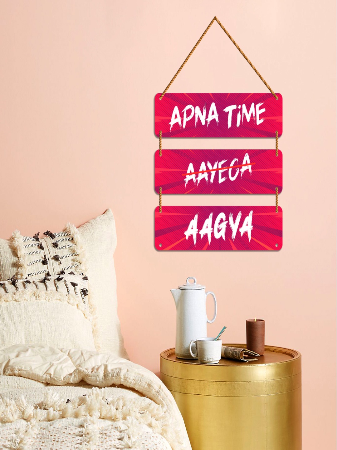 

WallDaddy Pink & White Motivational Printed Wooden Wall Hanging