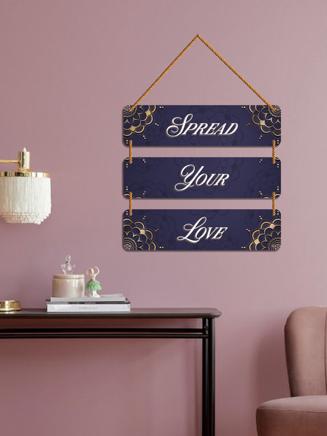 

WallDaddy Navy Blue & White Printed Motivational Wooden Wall Hanging