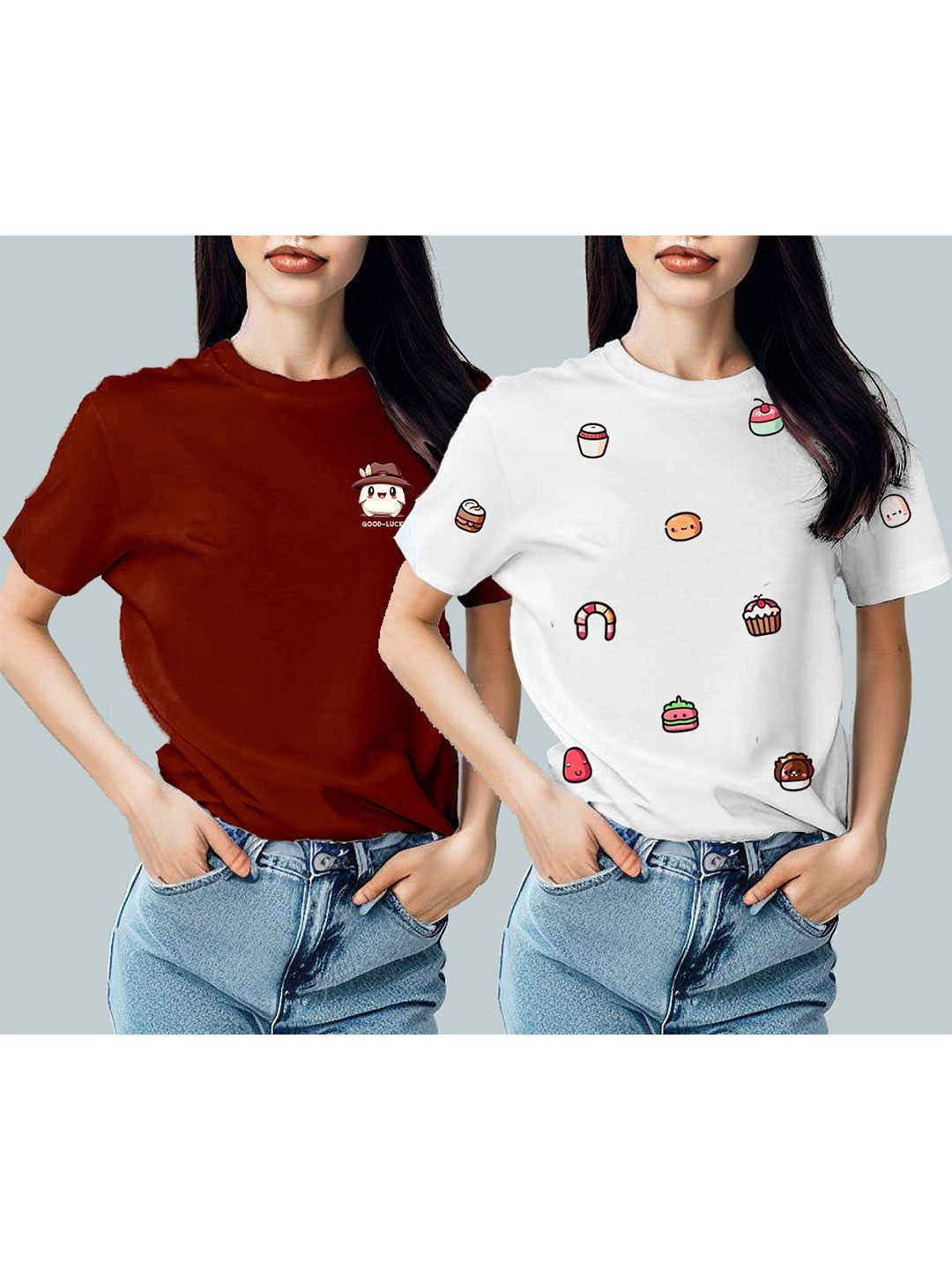 

Infirax Women 2 Polo Collar Applique T-shirt, Multi