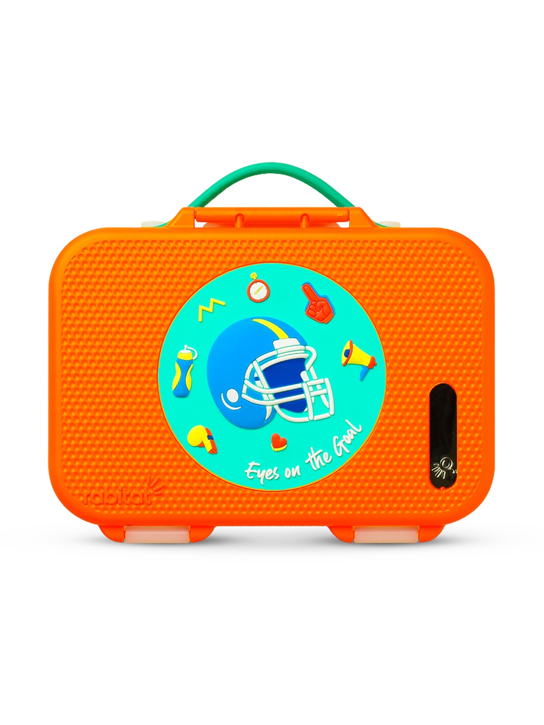 

Rabitat Munchbee Orange Colored & Yellow Printed Easy to Clean Lunch Box 1L