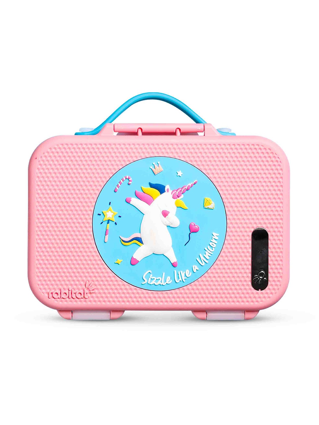 

Rabitat Munchbee Pink & Yellow Printed Easy to Clean Lunch Box 1L