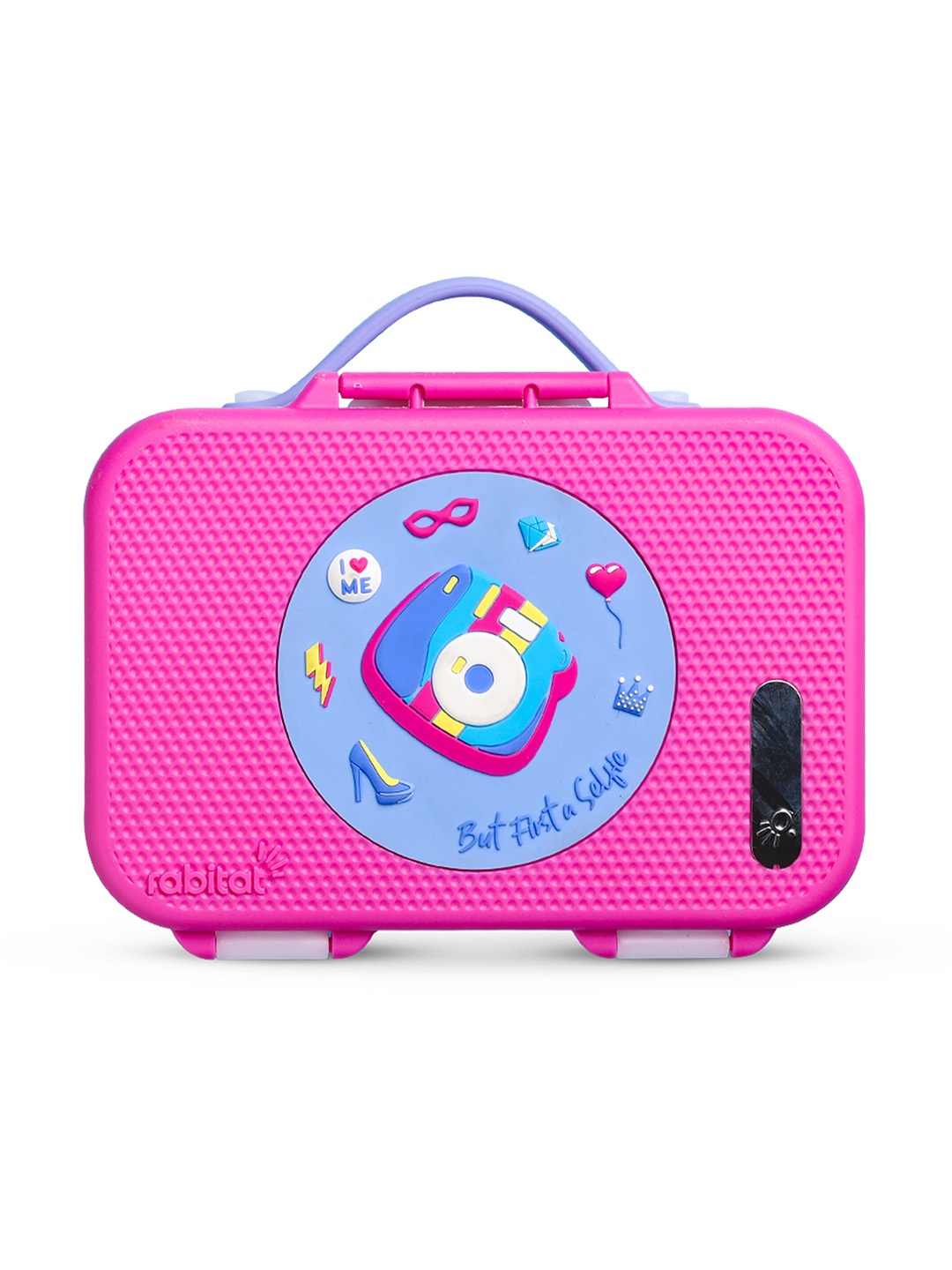 

Rabitat Munchbee Pink & Yellow Printed Easy to Clean Lunch Box 1L