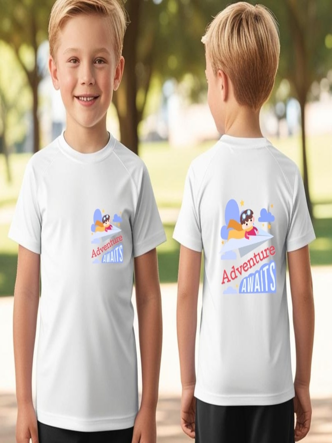 

Piku Store Boys Printed Applique T-shirt, White