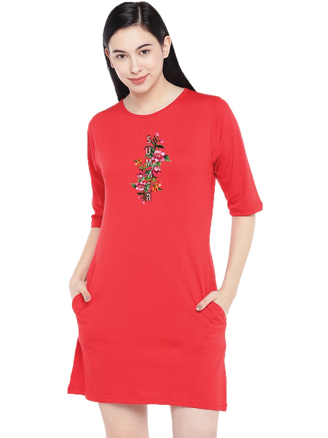 

Moda Rapido Print T-shirt Dress, Red