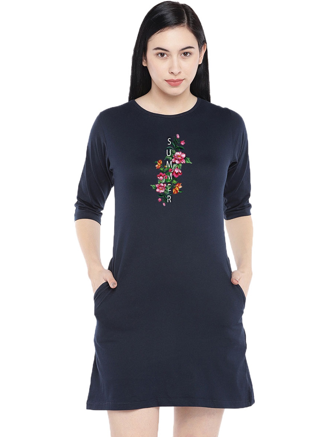 

Moda Rapido Print T-shirt Dress, Navy blue