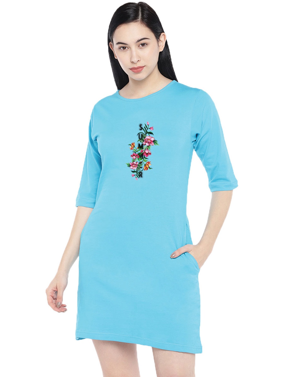 

Moda Rapido Print T-shirt Dress, Turquoise blue