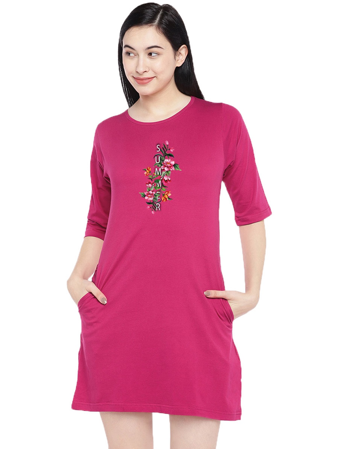 

Moda Rapido Print T-shirt Dress, Pink