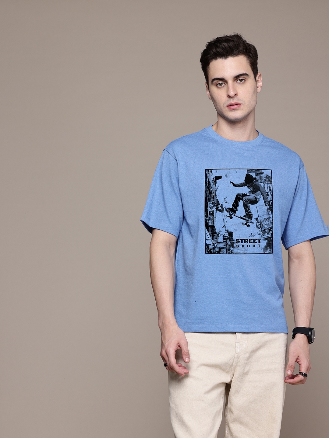 

Moda Rapido Men Printed Pockets T-shirt, Blue