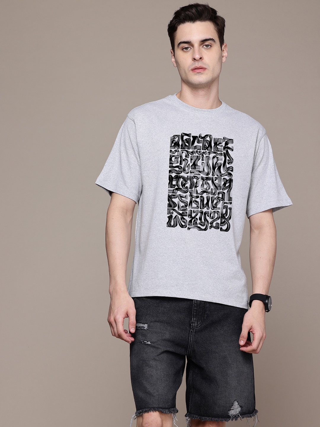 

Moda Rapido Men Printed T-shirt, Grey