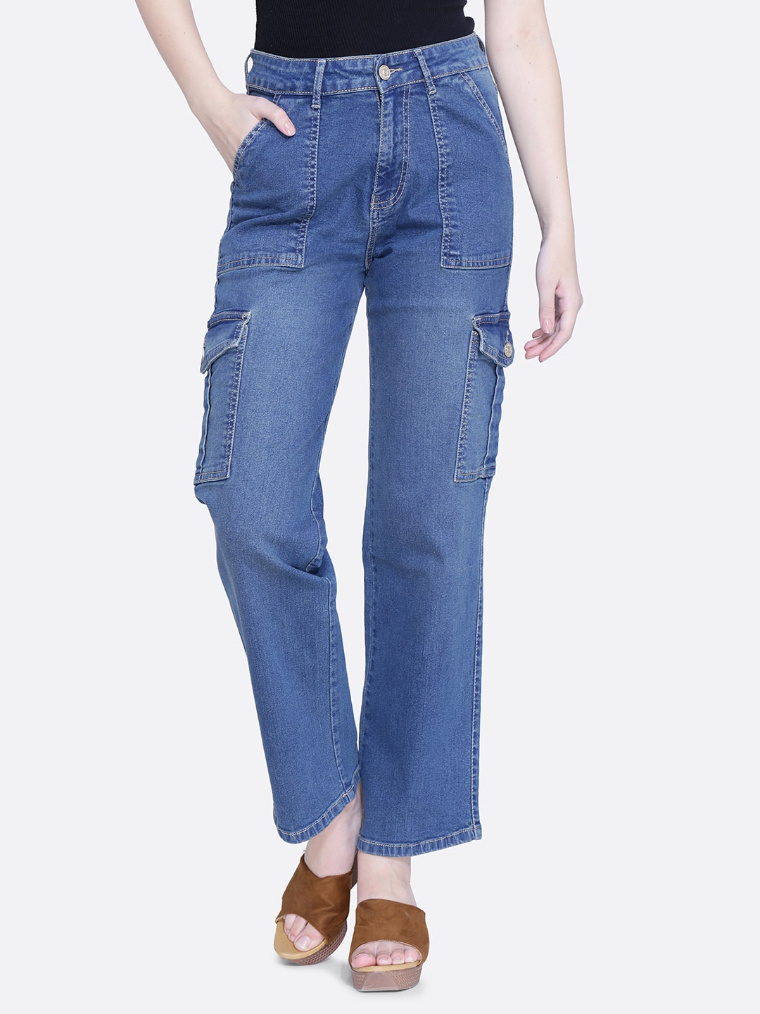 

FCK-3 Women Bootcut High-Rise Light Fade Stretchable Jeans, Blue